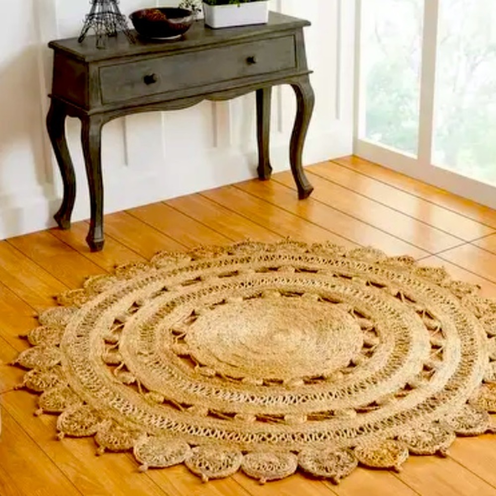 SOLD Jute Doily Rug 5’ ft